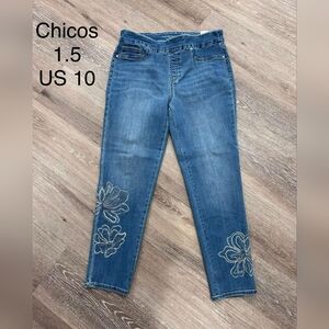 Chico's Women's Blue Embroidered Jeans‎